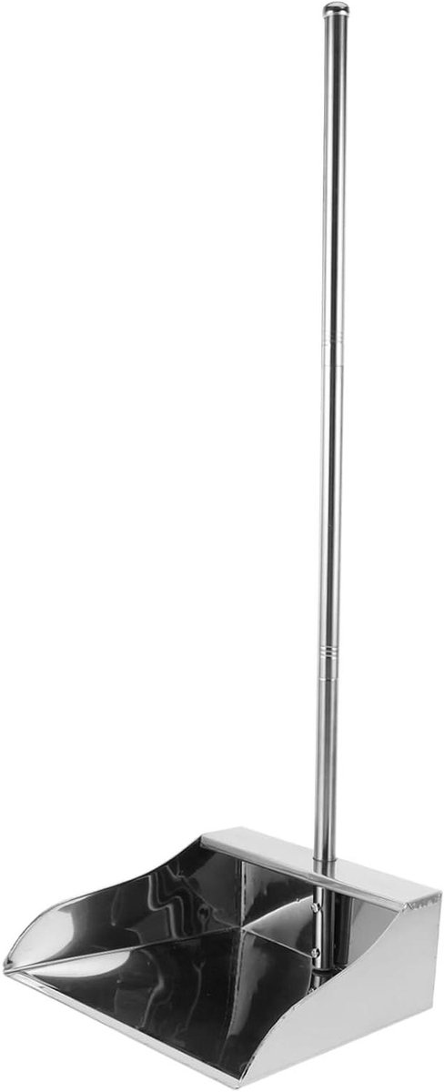 Stofblik met steel - Veegblik metaal - Efficiënt opruimen - Duurzaam roestvrij staal - 70 cm lengte - Zilver