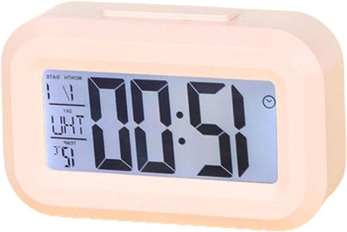 Digitale wekker - Slimme wekker - Tijd bijhouden - Temperatuur weergave - 9x5.5cm - Roze