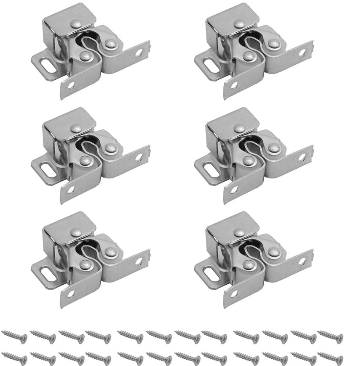 Dailygoods - Dailygoody - Deurstopper Magnetisch - Kastdeur Sluiting - Stevig Metaal - Zilver - Geschikt voor Kasten - 6 Stuks