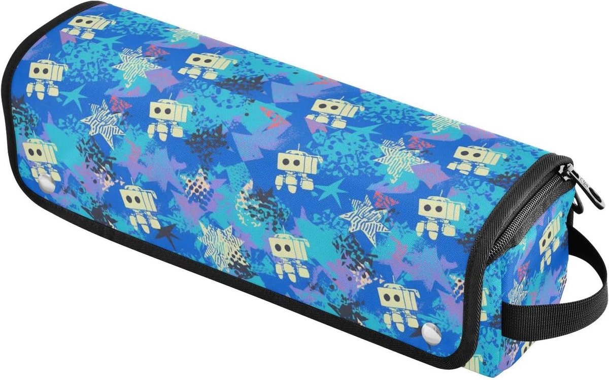 Haargereedschap Tas - Styling Organizer - Reisopslag - Hittebestendige Mat - 37 x 10 x 10 cm - Blauwe Robots