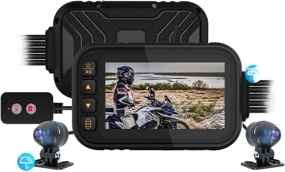 Motorfiets DVR - Dashcam Set - Ritmelders Registreren - Volledig Waterdicht - 1080p HD - Zwart