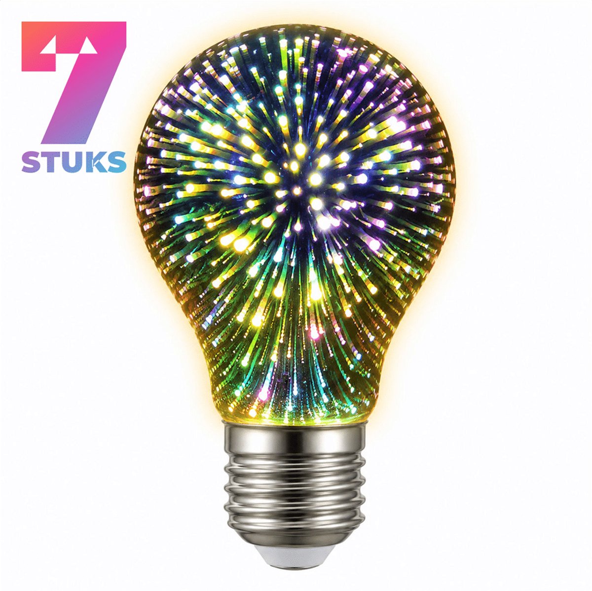 7x Peertje Led-lamp E27 - 4W - Warm Wit Licht (2700K) - 300 lm - 30 jaar - Dimbaar - Vuurwerk Effect