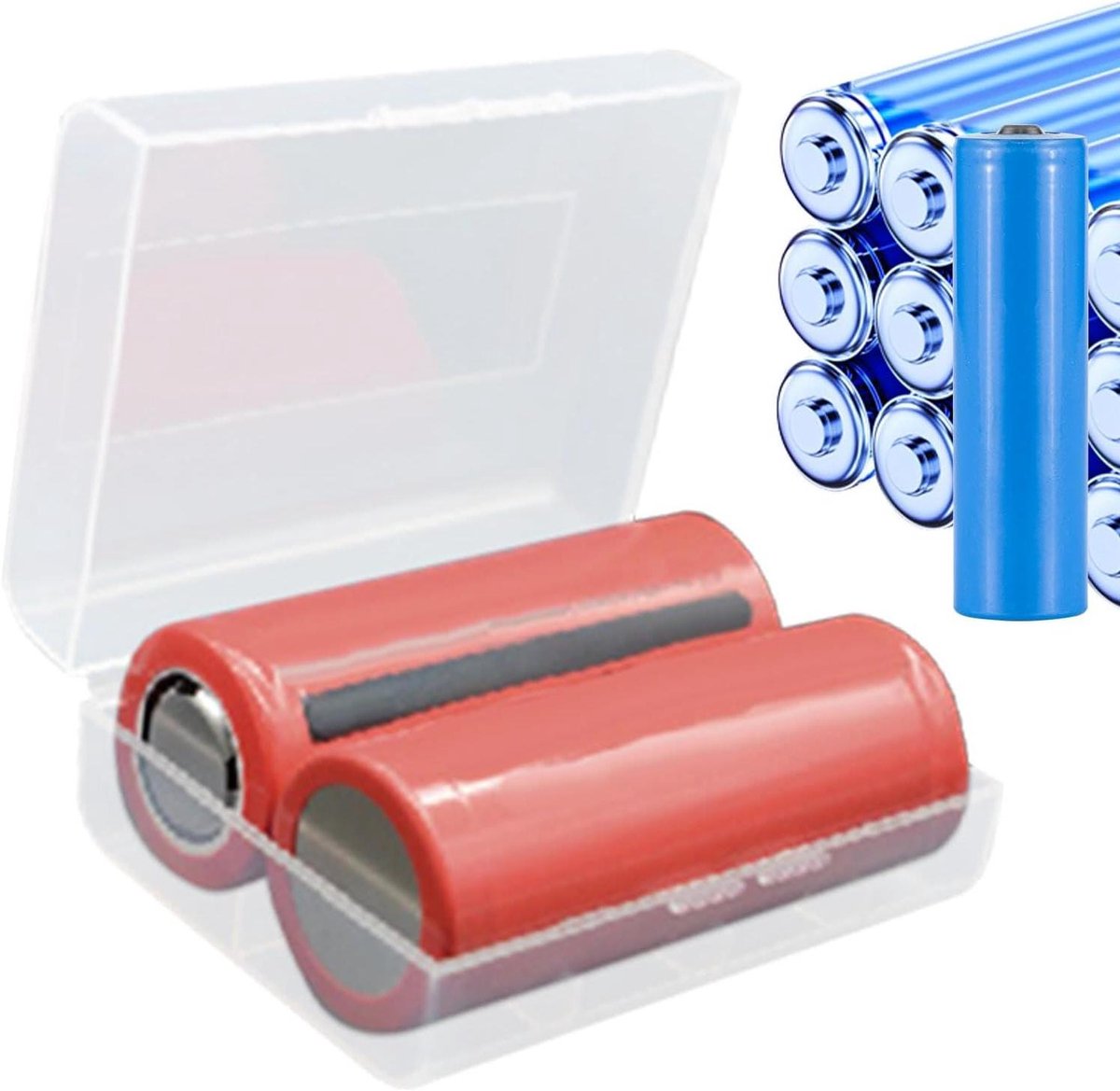 Generico Batterijbox verwijderen, batterij-organizer, transparant, batterijbeschermingscontainer, draagbare opbergdoos met deksel voor reizen naar huis