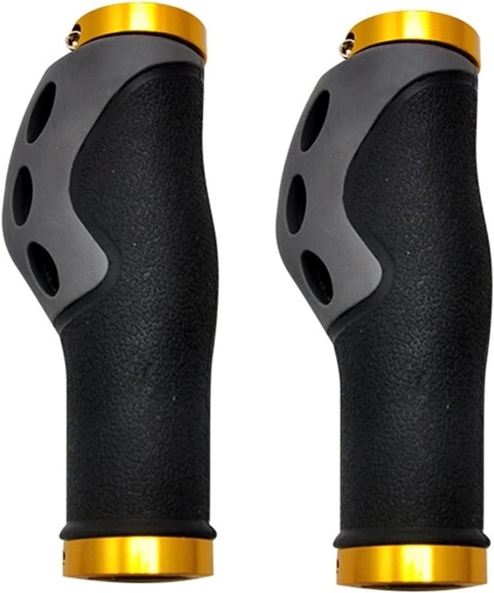 geschikt MTB Rubberen fietsgrepen 22.2 * 128mm ergonomisch handvat stuur vergrendeld weg opvouwbare mountainbike fietsen onderdelen gepast (Color : Grey gold)