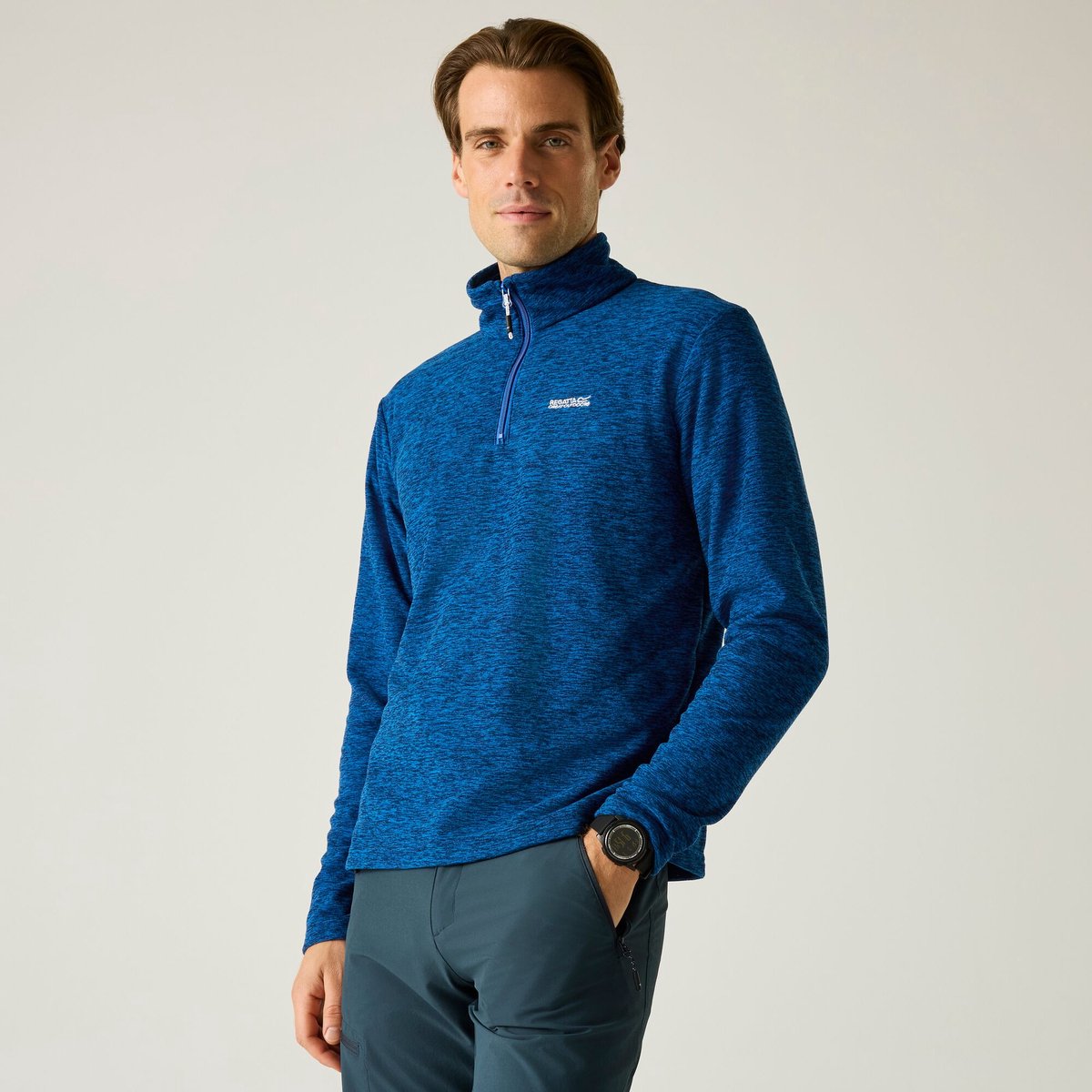 Thompson Marl Lichtgewicht Half Rits Fleece Blauw