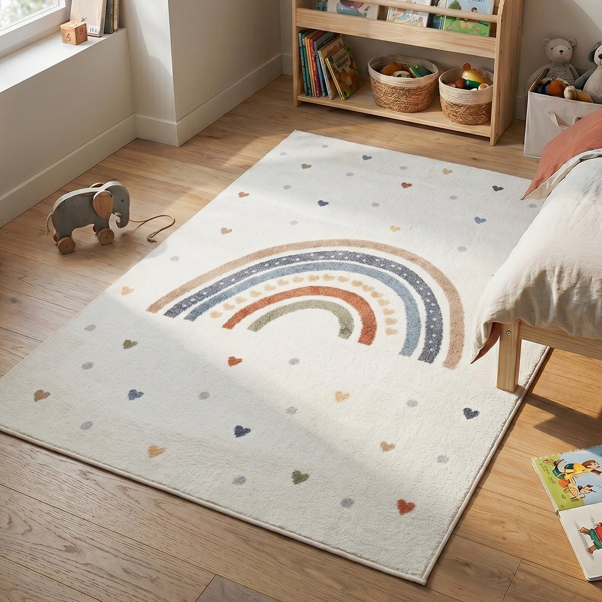 Little Olly Wasbaar kindervloerkleed - Ravi Rainbow Multicolor - 80x150cm