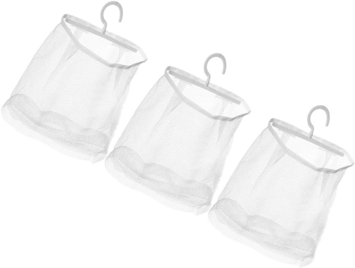 Mesh Opbergzak - Hangende Mand - Ruimte Besparen - Ademend Materiaal - 3 Stuks - Wit