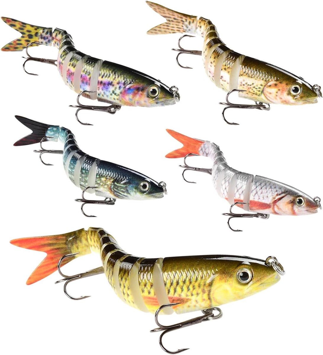 Vis Lokaas Set - Kunstaas Set - Vissen Op Baars - Natuurlijke Beweging Simulatie - 5 Delig 10cm - Multicolor