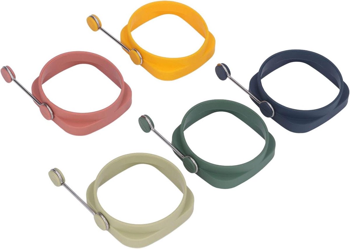 Eierringen Set - Omeletvormen - Ontbijt Maken - Met Handvat - 5 Stuks - Multicolor