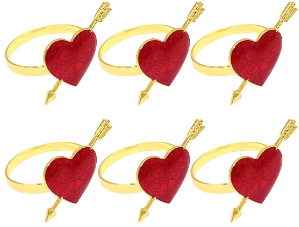 Cosensi - Dailygoods - Hartvormige Servetringen 6 Stuks voor Valentijnsdag