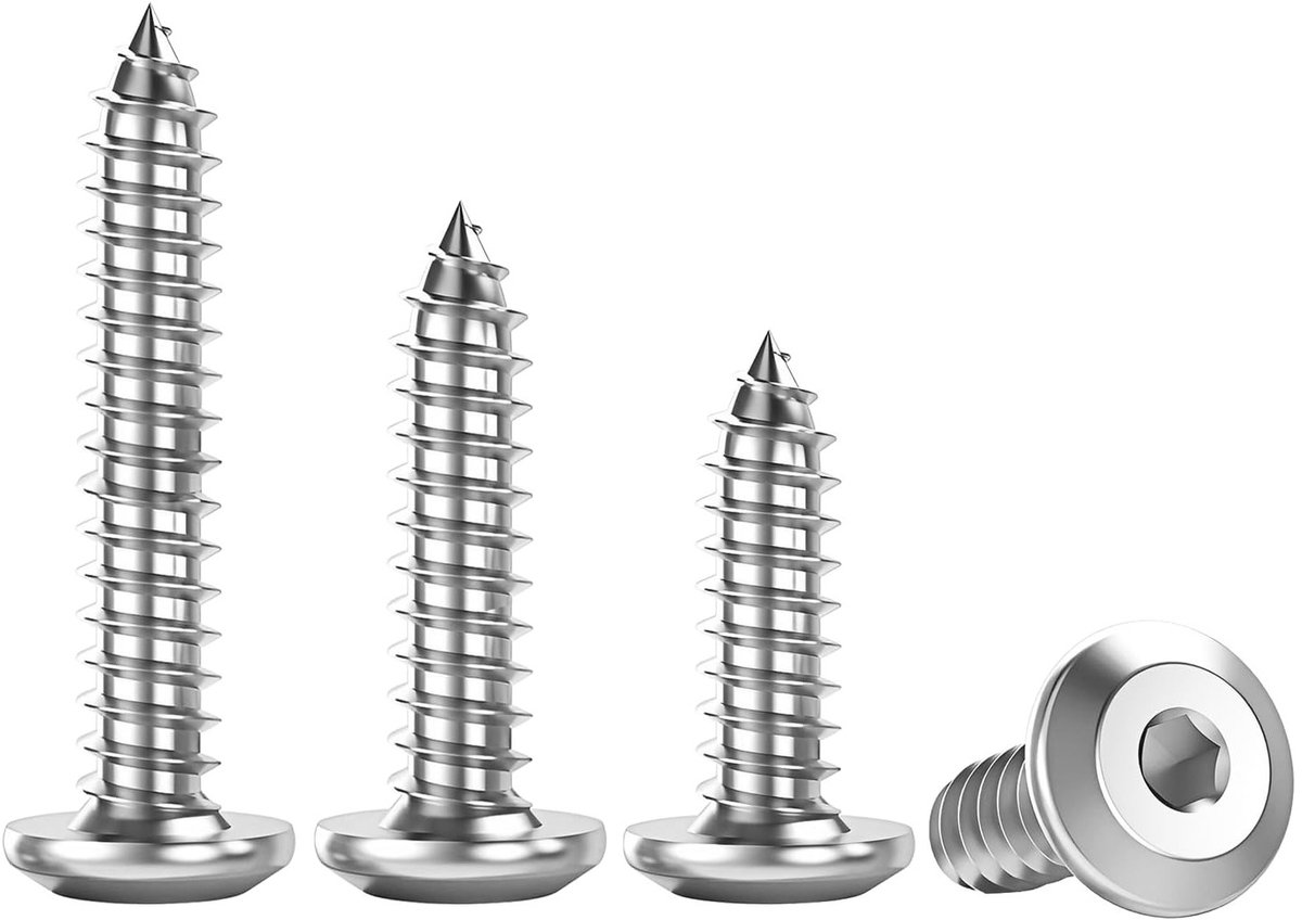 20 Stuks RVS Zelftappende Schroeven M6 x 55mm, Platte Kop, Houtschroeven voor Bouw en Reparatie