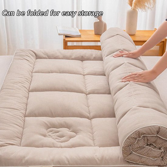 Opvouwbare Futonmatras - Japanse Vloermatras Slaapkussen - Kamperen en Reizen - Antislip Ontwerp Stabiliteit - 120x200 cm - Kaki — afbeelding 2