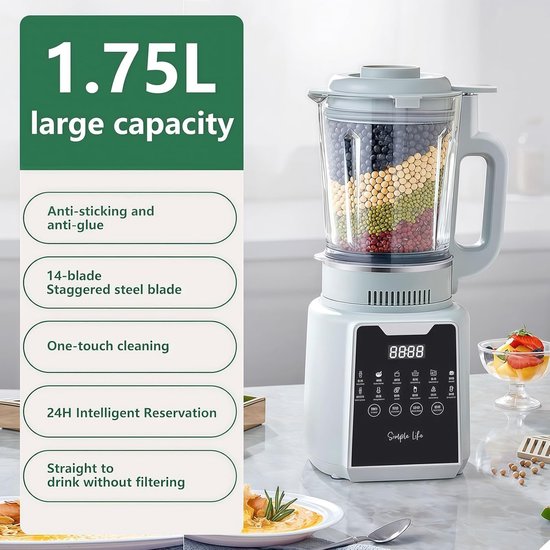 Keuken Blender - Krachtige Mixer - Smoothies Maken - Stille Verrichting - 1750ml Capaciteit - Titanium Grijs — afbeelding 4