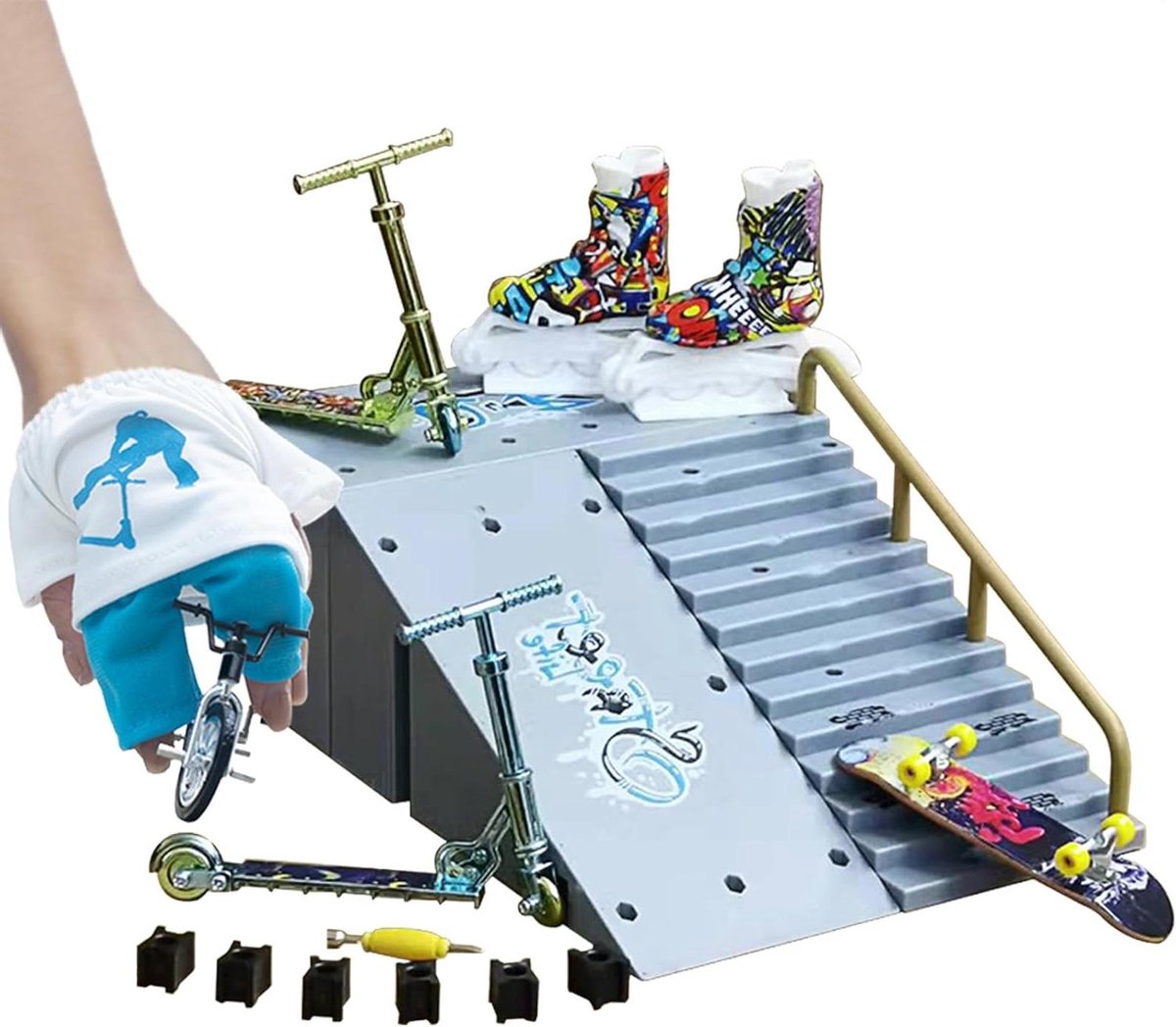 Vinger skatepark set Mini skateboard speelgoed Coördinatie training 11-delige set 19 x 177 x 103 cm