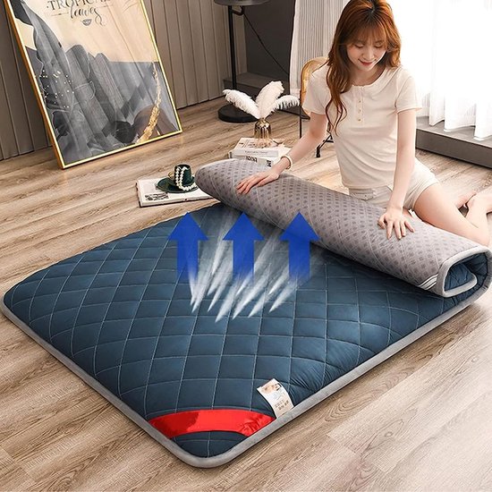 Futonmatras Japans opvouwbaar 0,9 x 2m - Katoen comfortabel voor vloer en camping van SamaNoble. — afbeelding 5