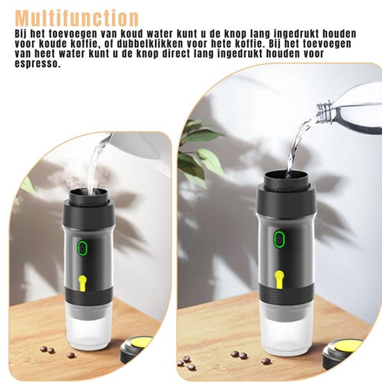 AHD® Draagbare Koffiemachine - Blender To Go - Draagbare Blender - Zilver - 9cm x 9cm x 27cm van Ahd — afbeelding 3