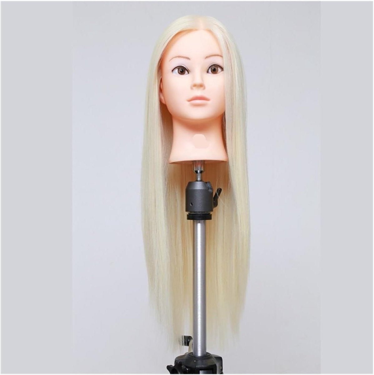 Mannequin Hoofd - Oefenhoofd Haar - Kappers Opleiding - Hittebestendige Vezels - 28 cm Hoog - Bruin