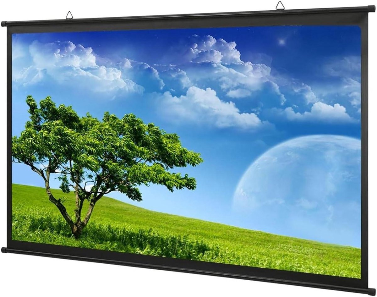 Projectiescherm - Uitschuifbaar Scherm - Thuisbioscoop Creëren - Handmatig Rolluik - 72 Inch - Zwart
