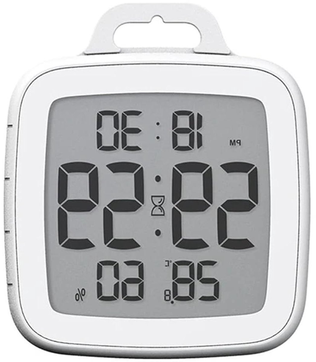 Digitale Doucheklok - Wandklok Timer - Badkamer Gebruik - Waterdicht IP56 - 129x110mm - Wit