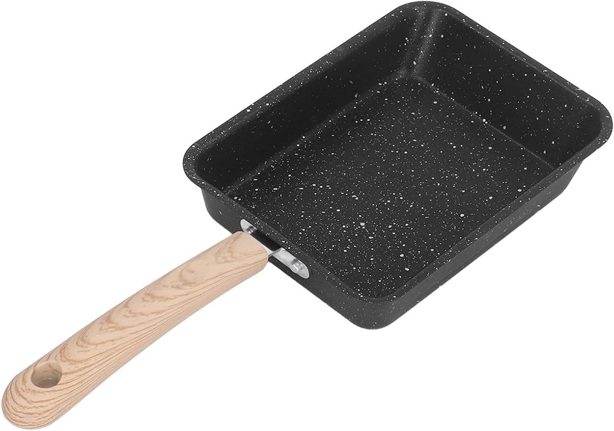 Koekenpan van ijzer - Omelet pan - Ontbijt Bereiden - Antiaanbaklaag - Vierkant - Zwart