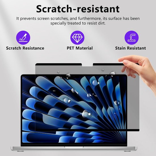 Magnetische privacyfolie - Inkijkfilter scherm - Scherm beveiligen - Afneembaar blauw licht filter - 15 inch - Zwart — afbeelding 5