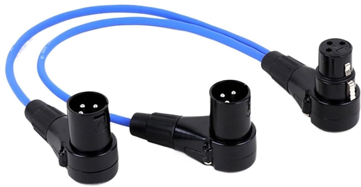 Audio adapterkabel - XLR Y-kabel - Signaaloverdracht - Haakse aansluiting - 05 meter - Blauw