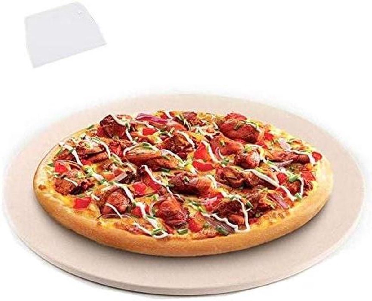 Pizzasteen Rond - Bakplaat Cordieriet - Pizza Bakken - Hoge Temperatuur - 1 Cm Dik - Crèmewit