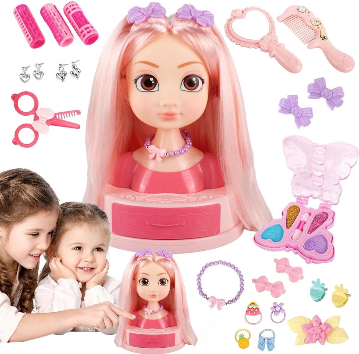 Haarstylingset Kinderen - Kappersset Meisjes - Fantasie Spelen - 20 Delige Set - 176 cm - Meerkleurig
