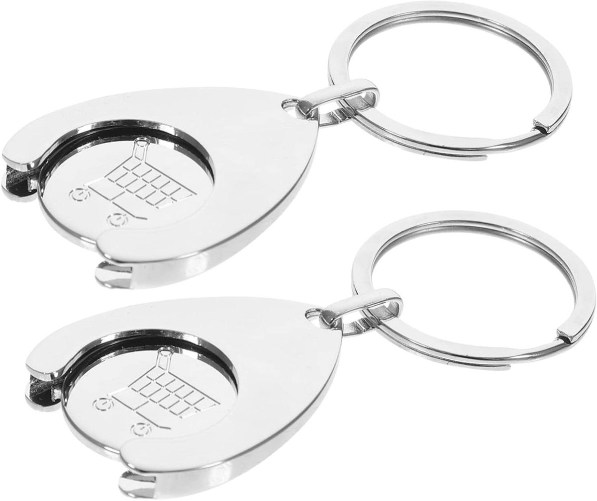 Winkelwagen Munt - Trolley Token - Boodschappen Doen - Makkelijk Uitneembaar - 2 Stuks - Zilver