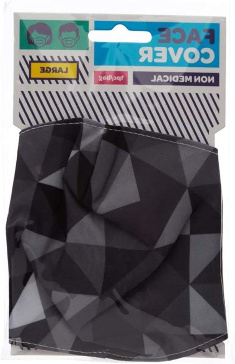 Gezichtsbedekking - Stofmasker - Bescherming Buiten - Dubbellaags - Groot Formaat - Zwart Grijs