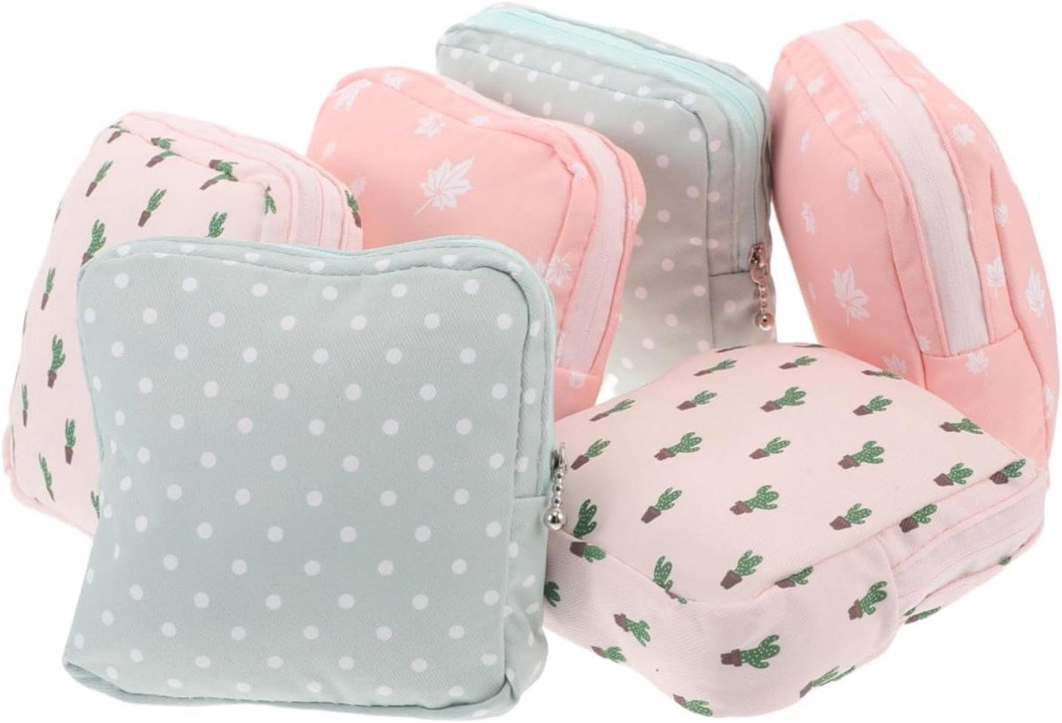 Katoenen Zakjes - Menstruatie Organizer - Persoonlijke Hygiëne - Vertrouwelijk Ontwerp - 6 Stuks - Multi