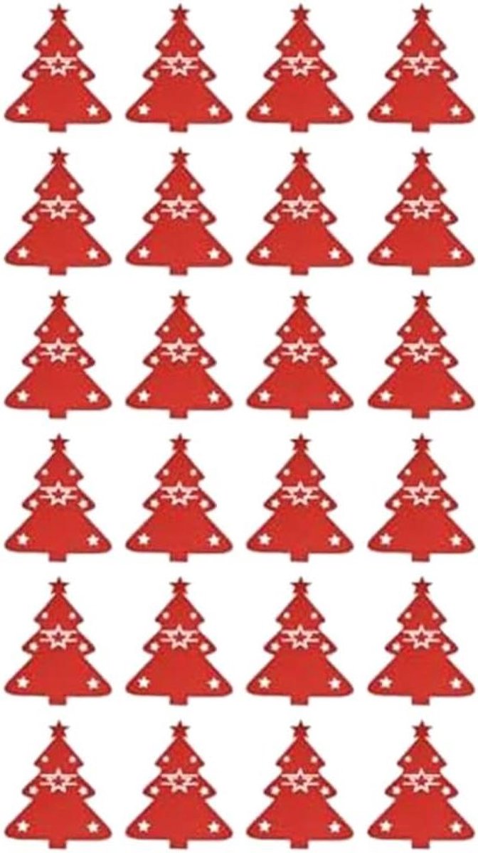 Bestekhouders - Servies Tassen - Feestelijke Tafel - Herbruikbaar Vilt - 24 Stuks - Rood