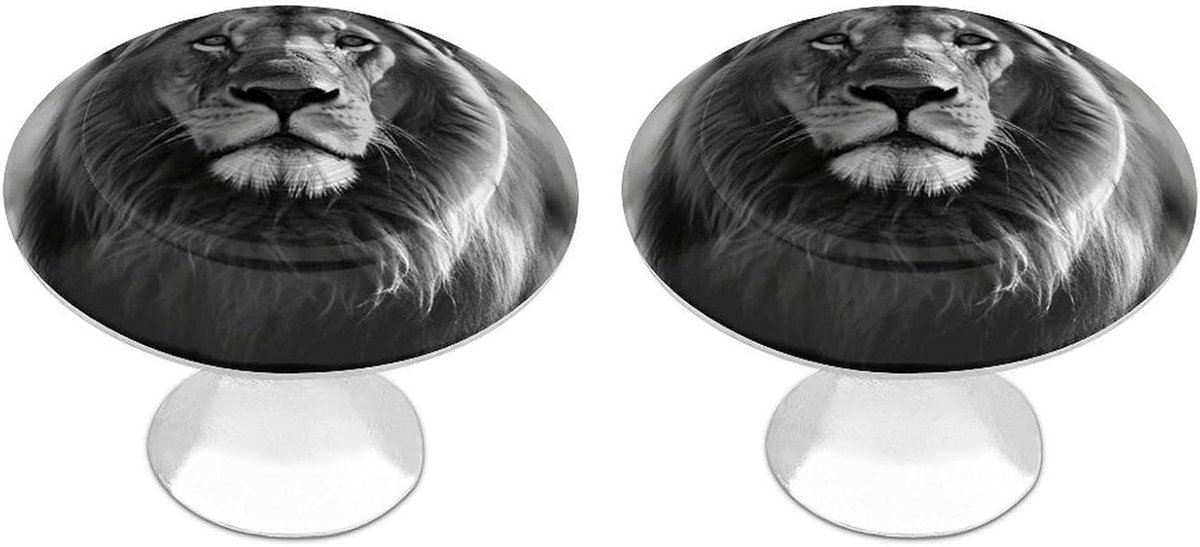Afrikaanse leeuw zwart en wit 2 stuks kastknoppen lade trekt decoratieve roestvrijstalen d