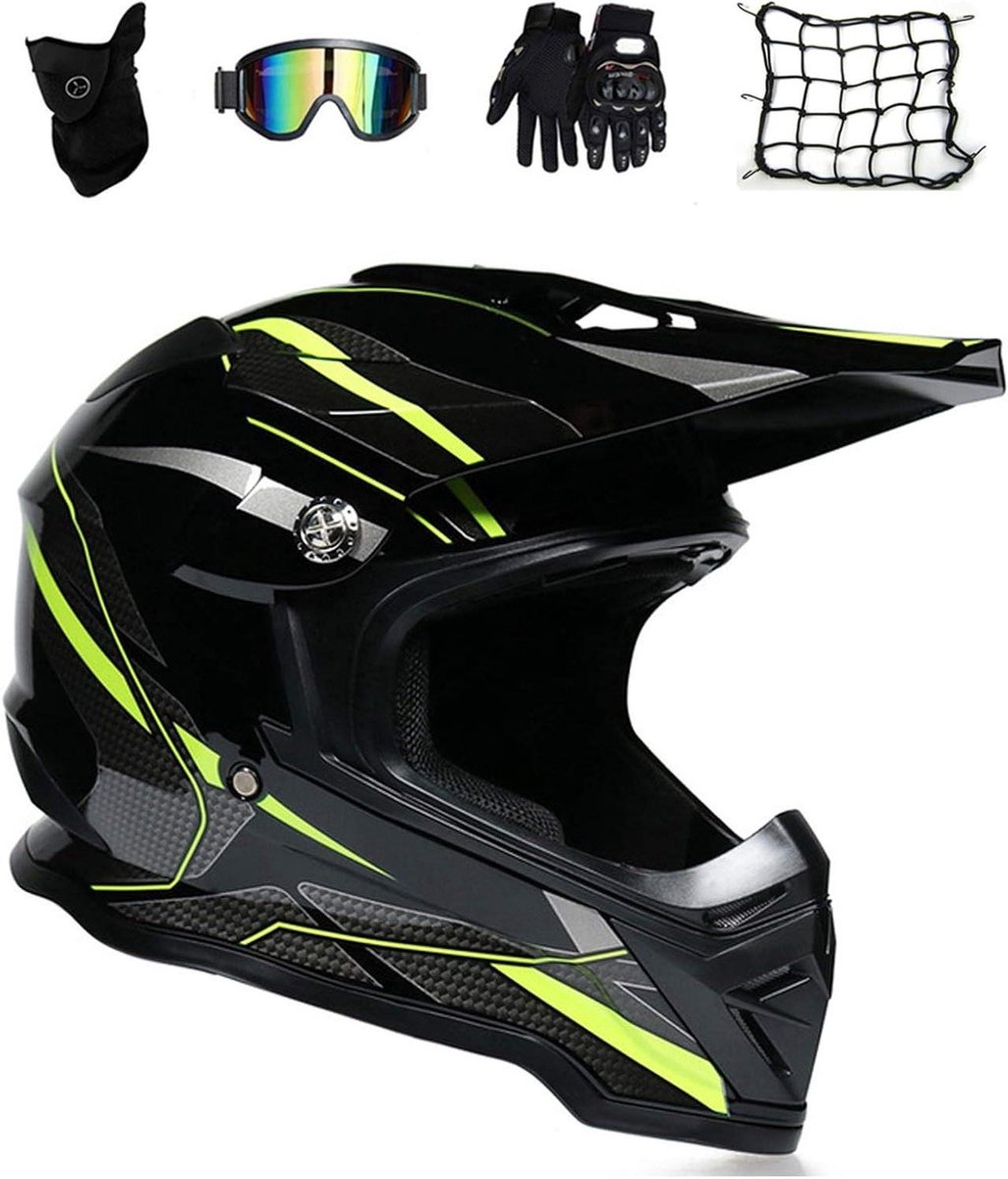 Motorfiets Helm Set - Cross Helm - Off Road Rijden - Complete Bescherming - Maat M - Groen