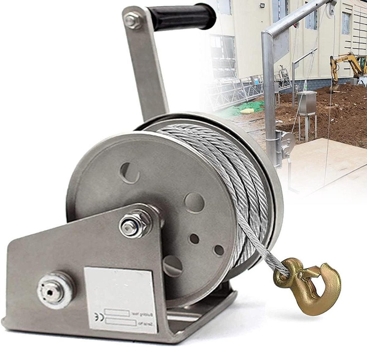 Handmatige Lier - Stalen Kabel Lier - Zwaar Tillen - Bidirectionele Vergrendeling - 2600 kg Capaciteit - Zilver