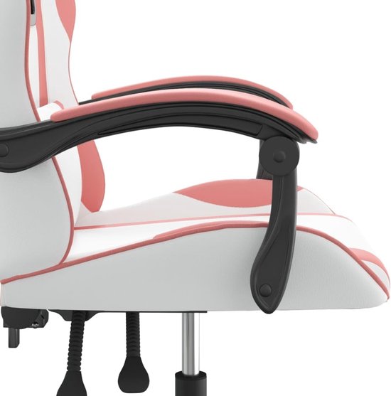 Gaming Stoel - Comfortabele Zetel - Comfortabel Zitten - Duurzaam Kunstleer - Inclusief Kussens - Wit Roze — afbeelding 3