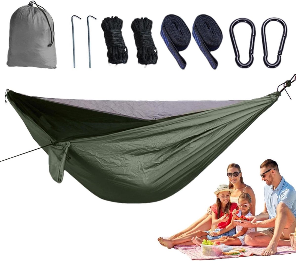 Hangmat vliegnet, ademend mesh reishangmat karabijnhaak inbegrepen | Parachute hangmat camping, hangmat zeil, opvouwbaar hangmatnet voor kamperen, wandelen, vissen