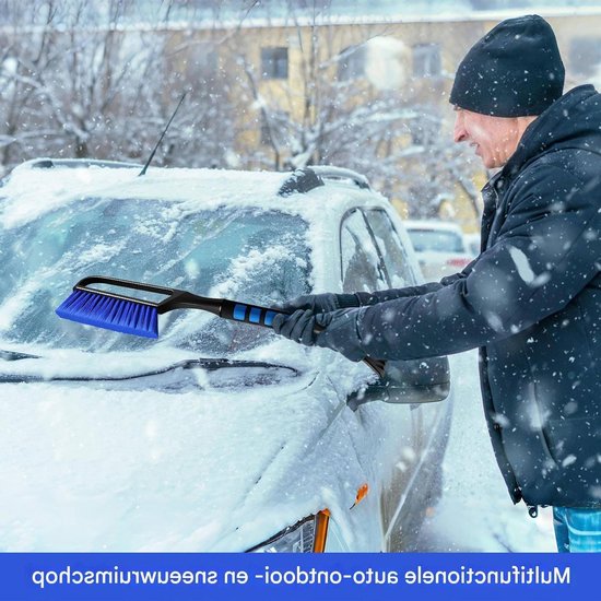 Sneeuwborstel Ijskrabber - Auto wintertool - Autoruiten Reinigen - Verstelbare Kop - 60 cm - Zwart
