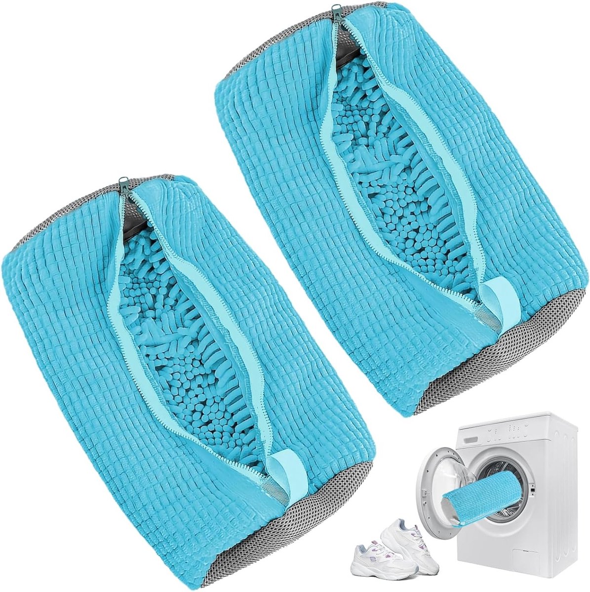 Schoenwaszakken voor de Wasmachine, Ideaal voor Sneakers, Hakken en Sportschoenen met Ritssluiting, Geschikt voor Alle Maten en Types
