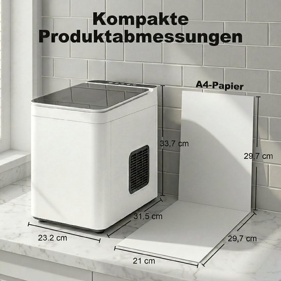HOMCOM Ice Maker-Kunststof-31,5L x 23,2B x 33,7H cm-Wit — afbeelding 3