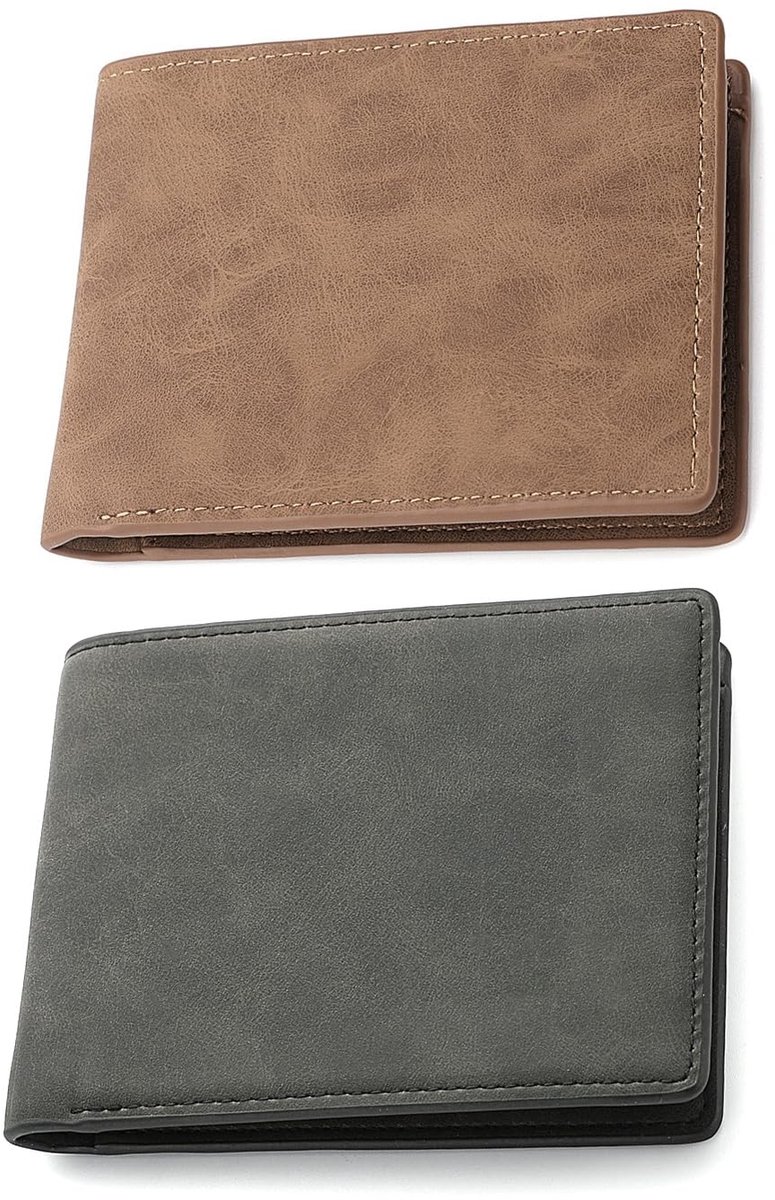Dailygoods - Set van 2 Eenvoudige Herenbrieven in Zwart en Bruin