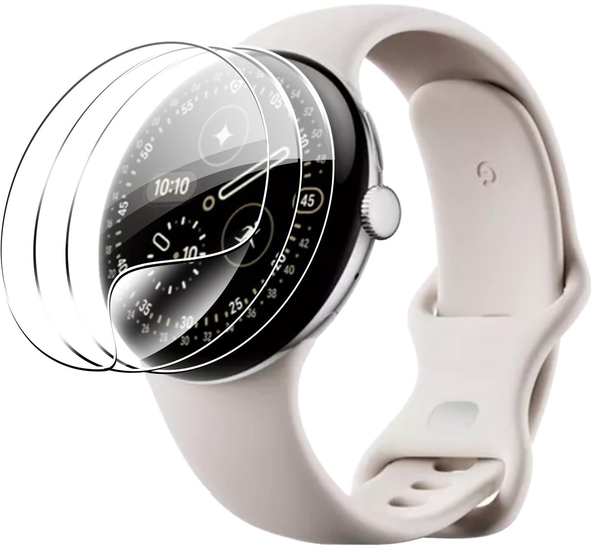 Dailygoods - Displaybeschermfolie voor Google Pixel Watch 4, 3 Stuks, Krasbestendig