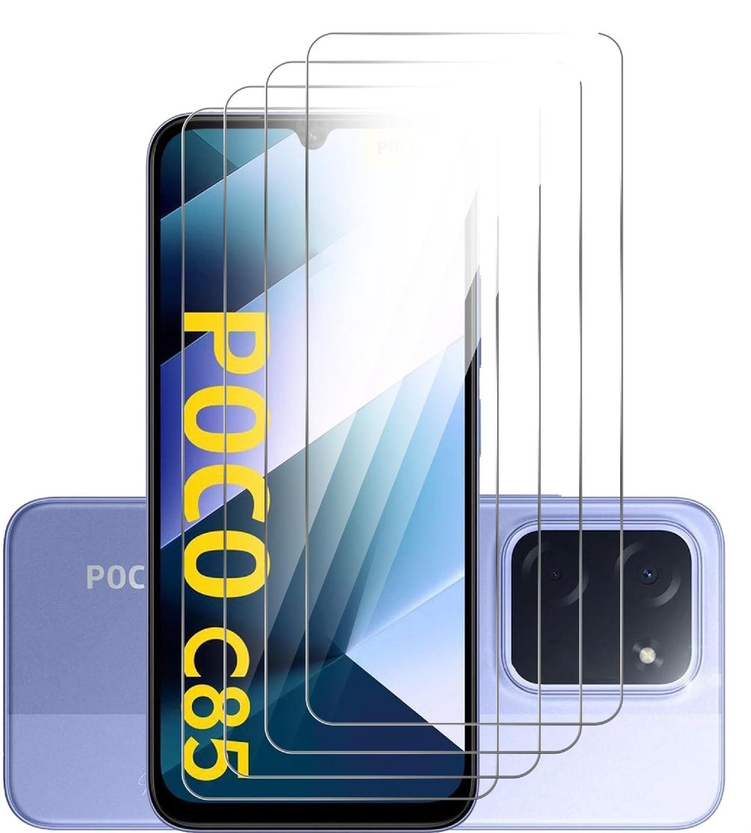 Dailygoods - Pantserbescherming Glas voor Xiaomi Poco C85, 4 Stuks