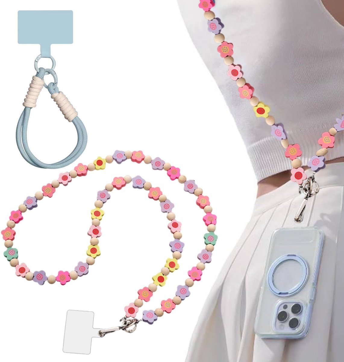 Dailygoods - Universele Telefoonketting en Polskoord Set, 2 Stuks
