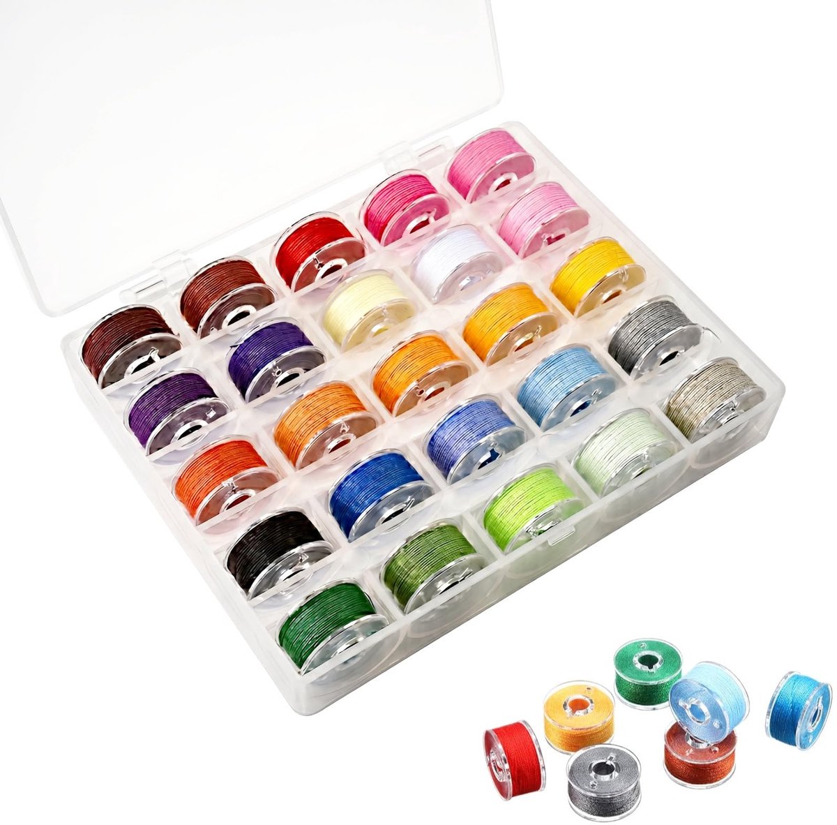 Dailygoods - 25-Delige Set met Meerkleurige Naaispoelen voor Naaimachine