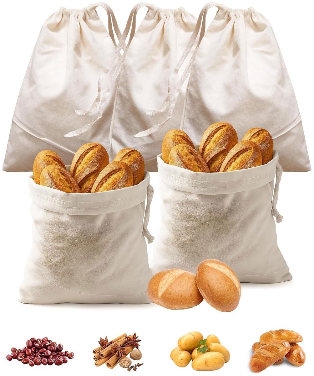 Dailygoods - Set van 5 Herbruikbare Linnen Broodzakken voor Versheid