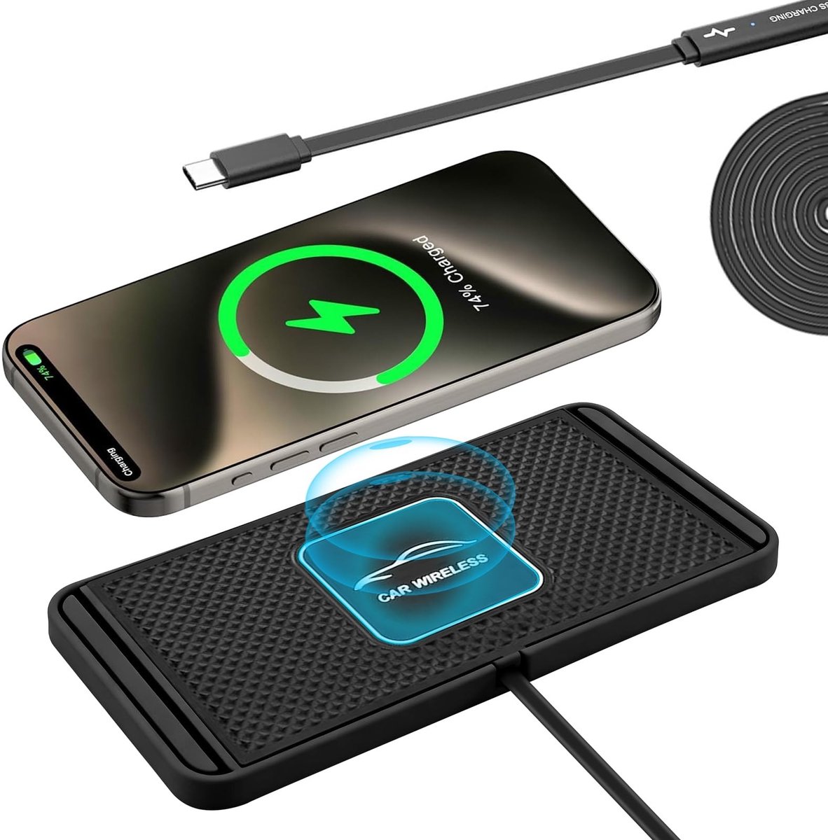 Dailygoods - Draadloze Autolader en Telefoonhouder voor iPhone en Qi Telefoons