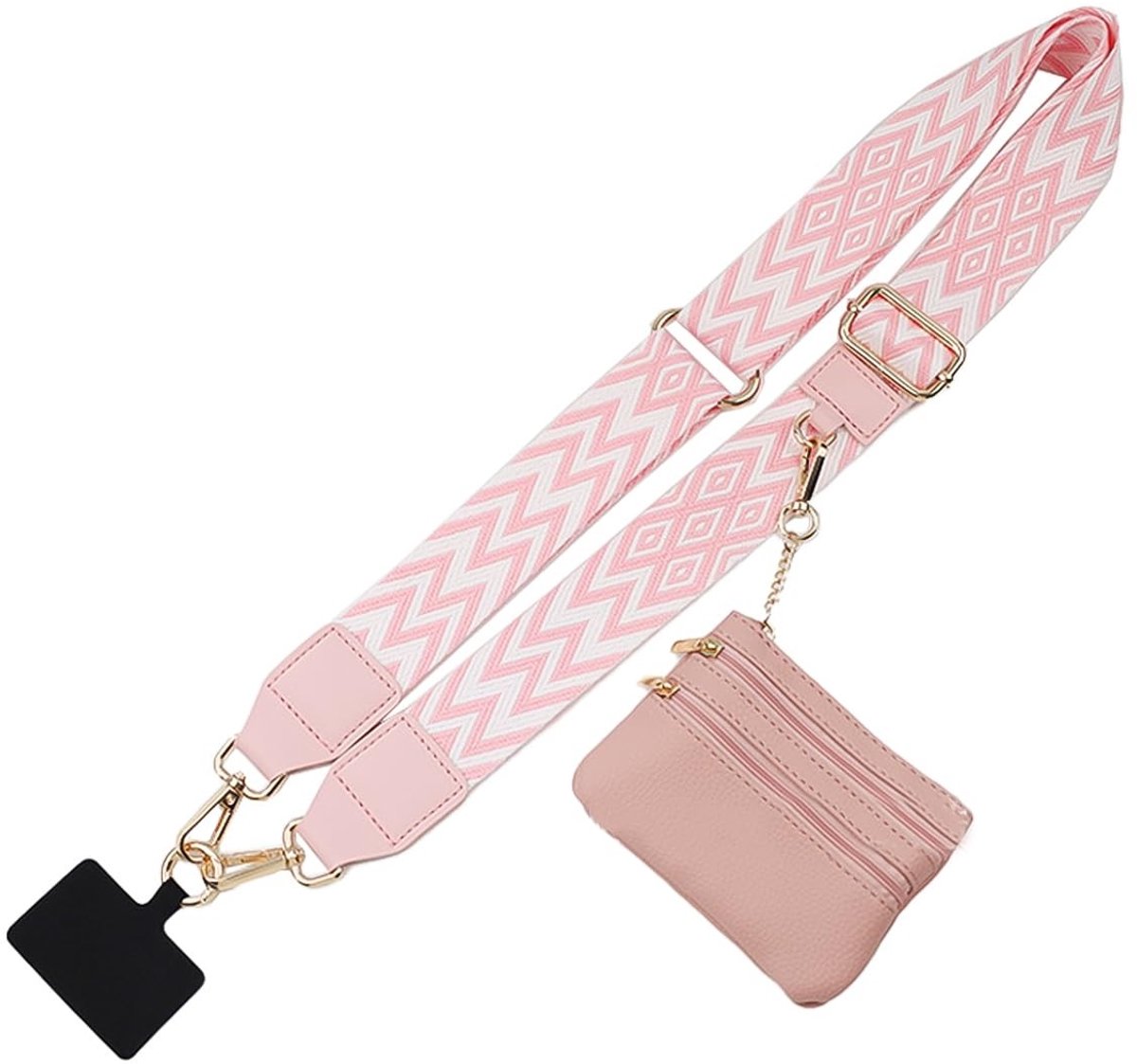 Dailygoods - Verstelbare Crossbody Telefoonkoord met Ritsvak