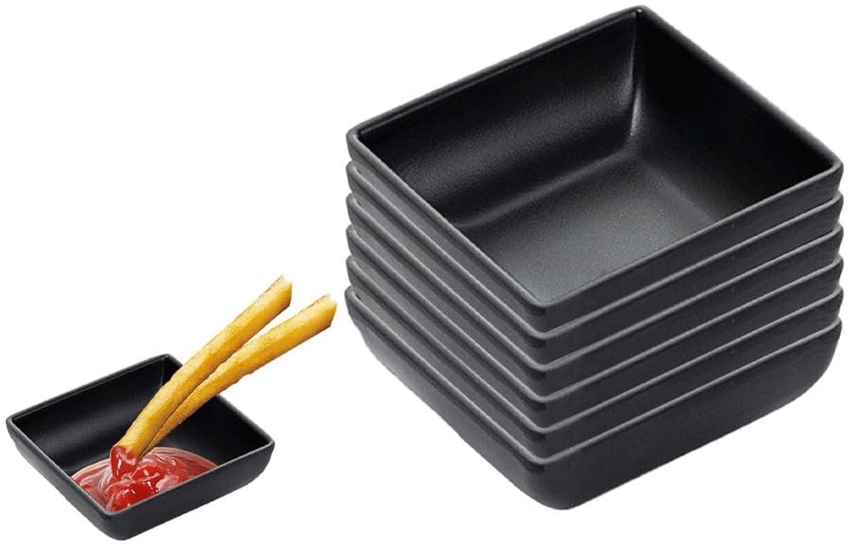 Dailygoods - Set van 6 Vierkante Sauskommen voor Snacks en Dips