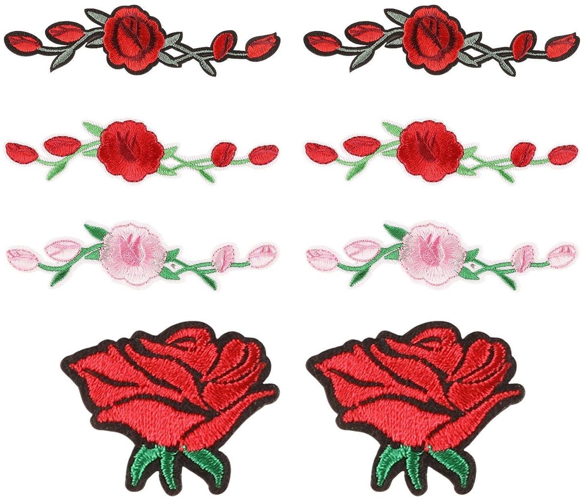 Dailygoods - 8 Stuks Bloemen Borduur Patches voor Creatief Knutselen